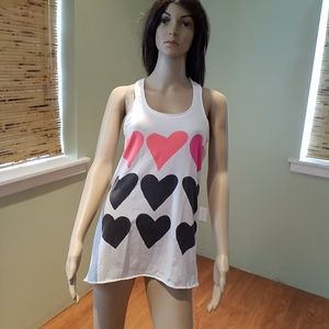 Bebe Tank Top With Colored Hearts Size M/L